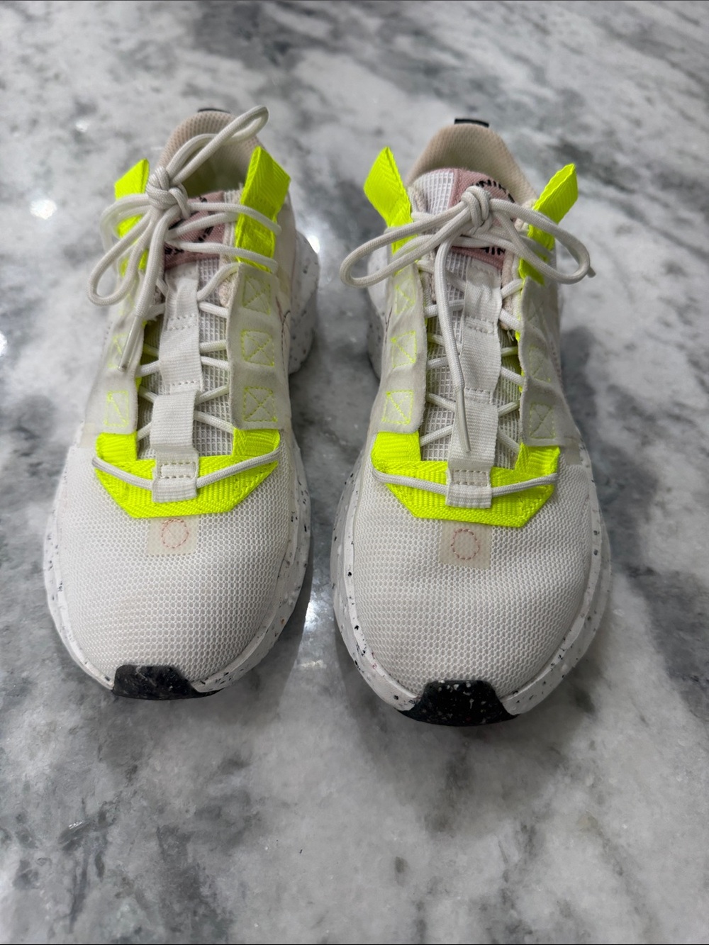 Nike Women's White and Neon Yellow Athletic Sneakers